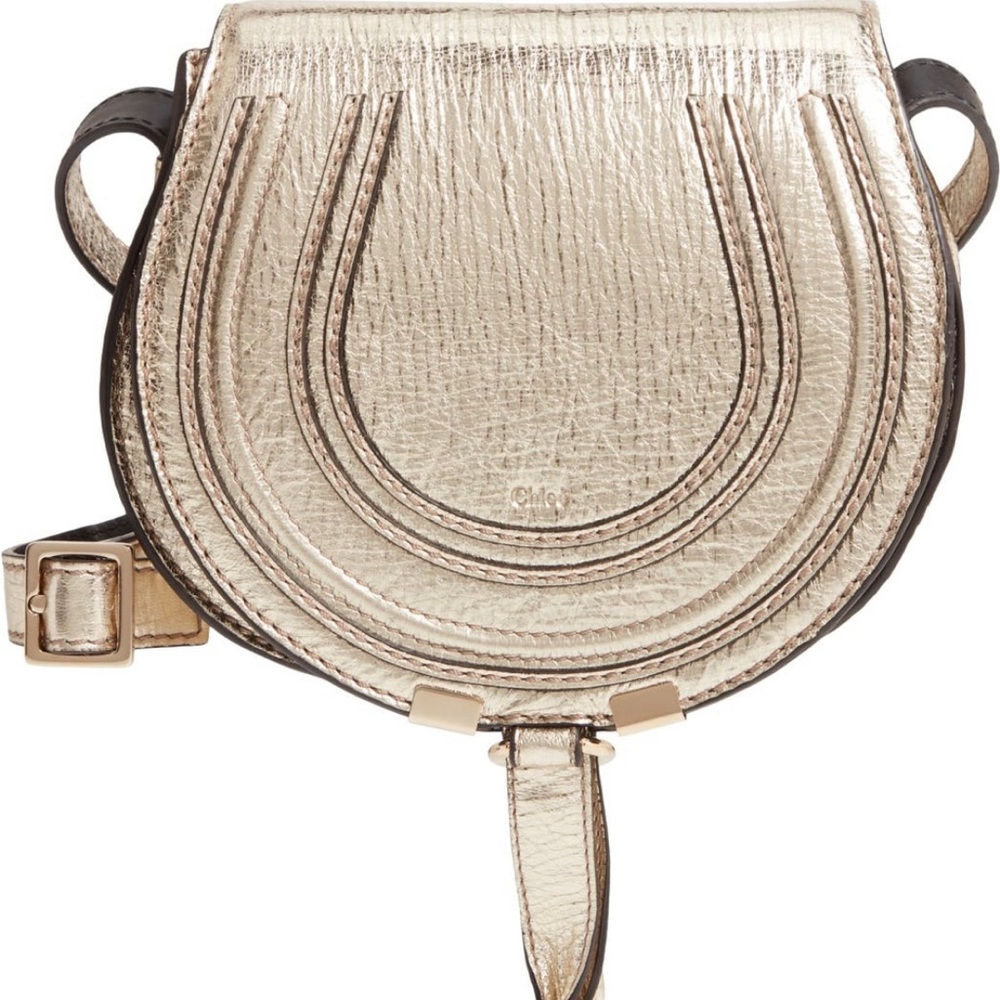 Chloe Gold Mini Marcie crossbody bag